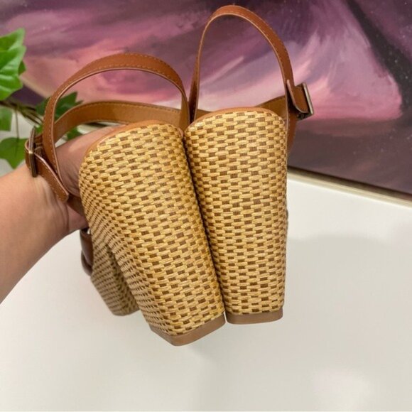 Korks by Kork-Ease Dee Sandals Strappy Wedge Heel Platforms Cognac Brown Size 10 - Picture 8 of 11